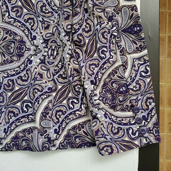 Chicos 1 Blazer Paisley Purple Women's Size Medium 8 Button Top Jacket Lined - Picture 6 of 11